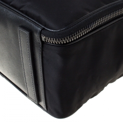 Prada Black Nylon and Leather Zip Briefcase