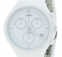 Pre Owned Rado True White Ceramic Chronograph Jubilee 541.0832.3.001 Men's Wristwatch 44 mm