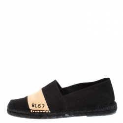 Pre Owned Ralph Lauren Bicolor Canvas RL67 Striped Espadrille Flat Loafer Size 42