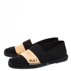 Pre Owned Ralph Lauren Bicolor Canvas RL67 Striped Espadrille Flat Loafer Size 42