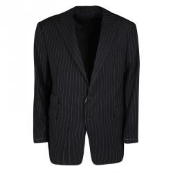 Pre Owned Ralph Lauren Black Dot Striped Wool Regular Fit Blazer XXXL