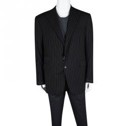 Pre Owned Ralph Lauren Black Dot Striped Wool Regular Fit Blazer XXXL