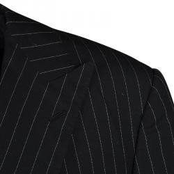 Pre Owned Ralph Lauren Black Dot Striped Wool Regular Fit Blazer XXXL