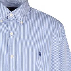 Pre Owned Ralph Lauren Blue and White Striped Cotton Long Sleeve Button Front Shirt XL