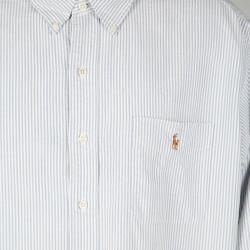 Pre Owned Ralph Lauren Blue and White Striped Cotton Long Sleeve Button Front Shirt XXL
