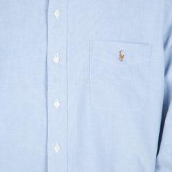 Pre Owned Ralph Lauren Blue Cotton Long Sleeve Button Down Classic Fit Oxford Shirt XXL