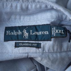 Pre Owned Ralph Lauren Blue Cotton Long Sleeve Button Down Classic Fit Oxford Shirt XXL