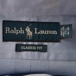 Pre Owned Ralph Lauren Blue Cotton Long Sleeve Button Down Classic Fit Shirt 3XL