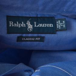 Pre Owned Ralph Lauren Dark Blue Cotton Long Sleeve Button Down Classic Fit Shirt XXL