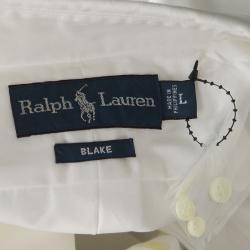 Pre Owned  Ralph Lauren White Cotton Long Sleeve Sueded Broadcloth Blake Shirt L