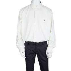 Pre Owned Ralph Lauren Off White Cotton Long Sleeve Button Down Classic Fit Shirt XXL
