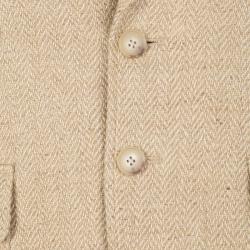 Pre Owned Ralph Lauren Beige Herringbone Weave Linen Blend Two Button Blazer L
