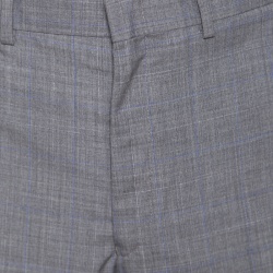 Pre Owned Lauren By Ralph Lauren Light Grey Checkered Wool Slim Fit Suit 4XL