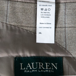 Pre Owned Lauren by Ralph Lauren Light Brown Checkered Silk and Wool Ultraflex Blazer XXL