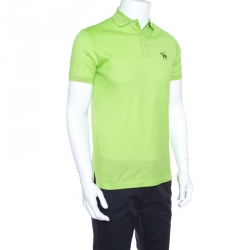 Pre Owned Ralph Lauren Lime Green Honeycomb Knit Short Sleeve Polo T-Shirt S
