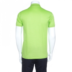 Pre Owned Ralph Lauren Lime Green Honeycomb Knit Short Sleeve Polo T-Shirt S