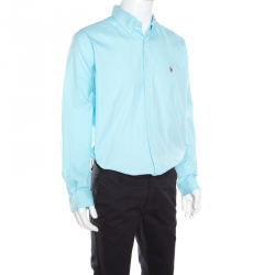 Pre Owned Ralph Lauren Sky Blue Cotton Classic Fit Long Sleeve Button Down Shirt XL