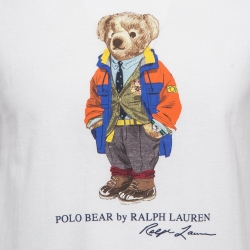 Ralph Lauren White Teddy Print Cotton Knit Crew Neck T-Shirt S