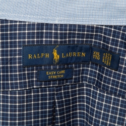 مملوكة مسبقًا Ralph Lauren Blue Checked Cotton Stretch Fit Shirt XXL    