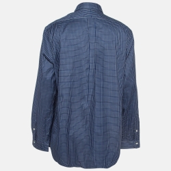 مملوكة مسبقًا Ralph Lauren Blue Checked Cotton Stretch Fit Shirt XXL    