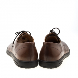 Pre Owned Giorgio Armani Brown Leather Lace Up Derby Size 42