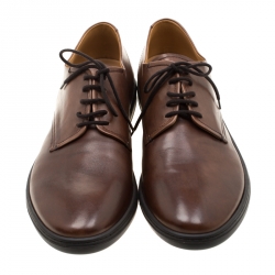 Pre Owned Giorgio Armani Brown Leather Lace Up Derby Size 42