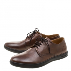 Pre Owned Giorgio Armani Brown Leather Lace Up Derby Size 42