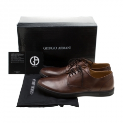 Pre Owned Giorgio Armani Brown Leather Lace Up Derby Size 42