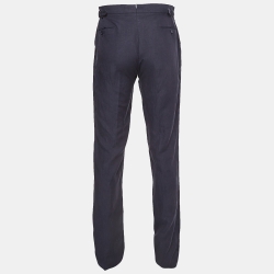 Pre Owned Ralph Lauren Purple Label Navy Blue Linen Blend Gregory FF Pants XL