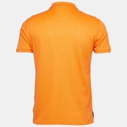 Pre Owned Ralph Lauren Purple Label Orange Embroidered Cotton Polo T-Shirt S