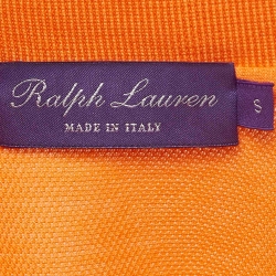 Pre Owned Ralph Lauren Purple Label Orange Embroidered Cotton Polo T-Shirt S