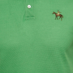 Pre Owned Ralph Lauren Purple Label Green Embroidered Cotton Polo T-Shirt S