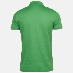 Pre Owned Ralph Lauren Purple Label Green Embroidered Cotton Polo T-Shirt S