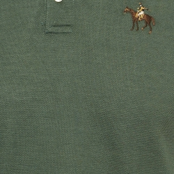 Pre Owned Ralph Lauren Purple Label Olive Green Cotton Polo T-Shirt S