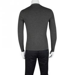 Pre Owned Ralph Lauren Grey Merino Wool Rib Knit Cardigan M