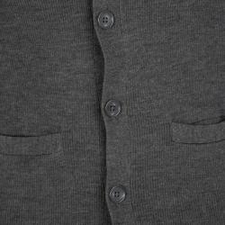 Pre Owned Ralph Lauren Grey Merino Wool Rib Knit Cardigan M