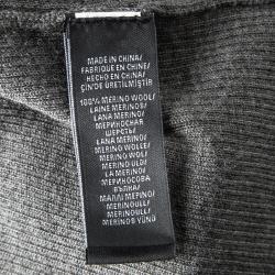 Pre Owned Ralph Lauren Grey Merino Wool Rib Knit Cardigan M