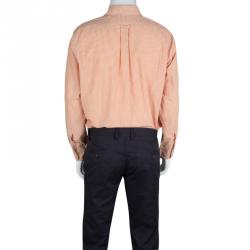 Pre Owned Ralph Lauren Orange and White Checked Cotton Long Sleeve Button Front Shirt L