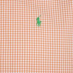 Pre Owned Ralph Lauren Orange and White Checked Cotton Long Sleeve Button Front Shirt L