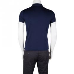 Pre Owned Ralph Lauren Navy Blue Logo Embroidered Slim Fit Polo T-Shirt L