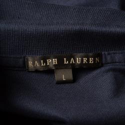 Pre Owned Ralph Lauren Navy Blue Logo Embroidered Slim Fit Polo T-Shirt L