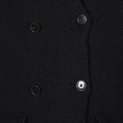 Pre Owned Ralph Lauren Black Chunky Knit Double Breasted Cardigan M
