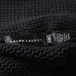 Pre Owned Ralph Lauren Black Chunky Knit Double Breasted Cardigan M