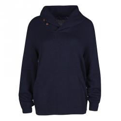 Pre Owned Ralph Lauren Navy Blue Cashmere Shawl Collar Long Sleeve Sweater M