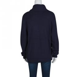 Pre Owned Ralph Lauren Navy Blue Cashmere Shawl Collar Long Sleeve Sweater M