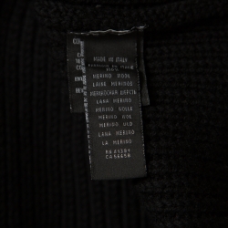 Pre Owned Ralph Lauren Black Rib Knit Merino Wool Double Breasted Cardigan L