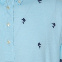 مملوكة مسبقًا Ralph Lauren Light Blue Cotton Pique Dolphin Embroidered Polo T Shirt XXL