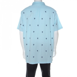 مملوكة مسبقًا Ralph Lauren Light Blue Cotton Pique Dolphin Embroidered Polo T Shirt XXL