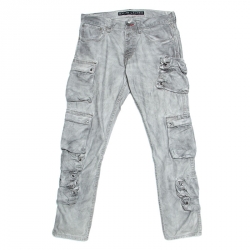 Pre Owned Ralph Lauren Grey Washed Out Denim Slim Fit Cargo Pants S