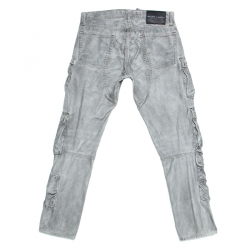 Pre Owned Ralph Lauren Grey Washed Out Denim Slim Fit Cargo Pants S